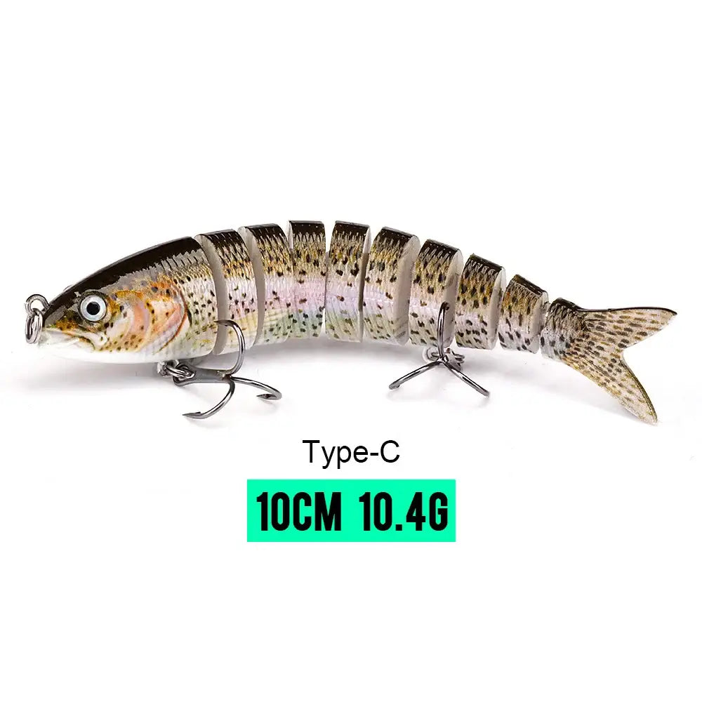 VTAVTA 10cm jointed wobbler crankbait fishing lure with realistic design and 8-segment articulation for effective fishing.