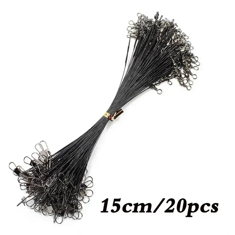 Aorace 20PCS anti-bite steel fishing leader wire, 15cm length, designed for tangle-free performance and durability.