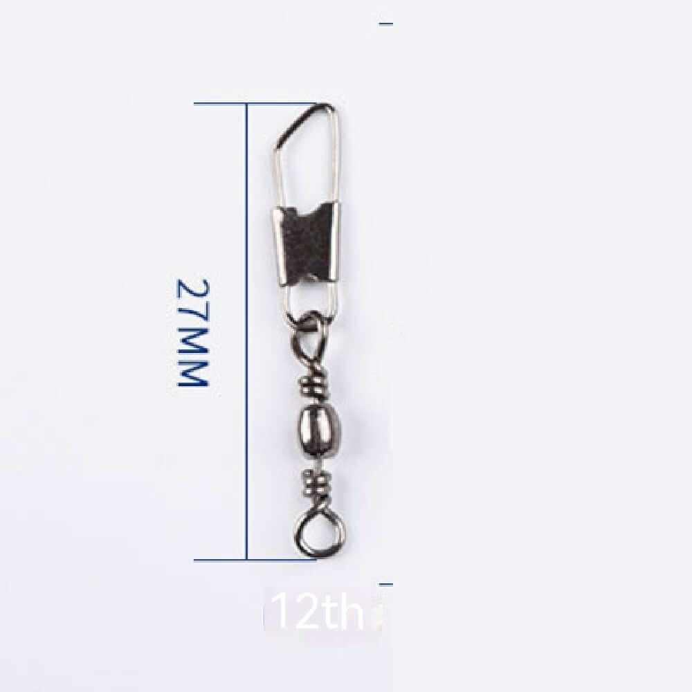 Fishing gear connector accessory, stainless steel, 27mm, lightweight, flexible rotation, type A connector for sensitive fish signal.