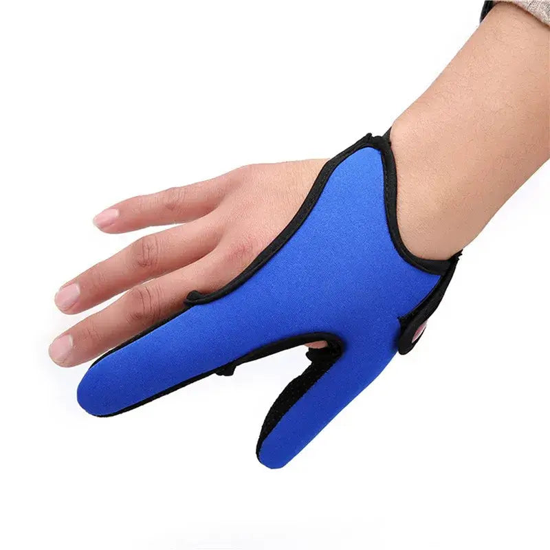 Blue breathable fishing gloves with two fingers, designed for anti-slip grip and comfort during outdoor adventures.