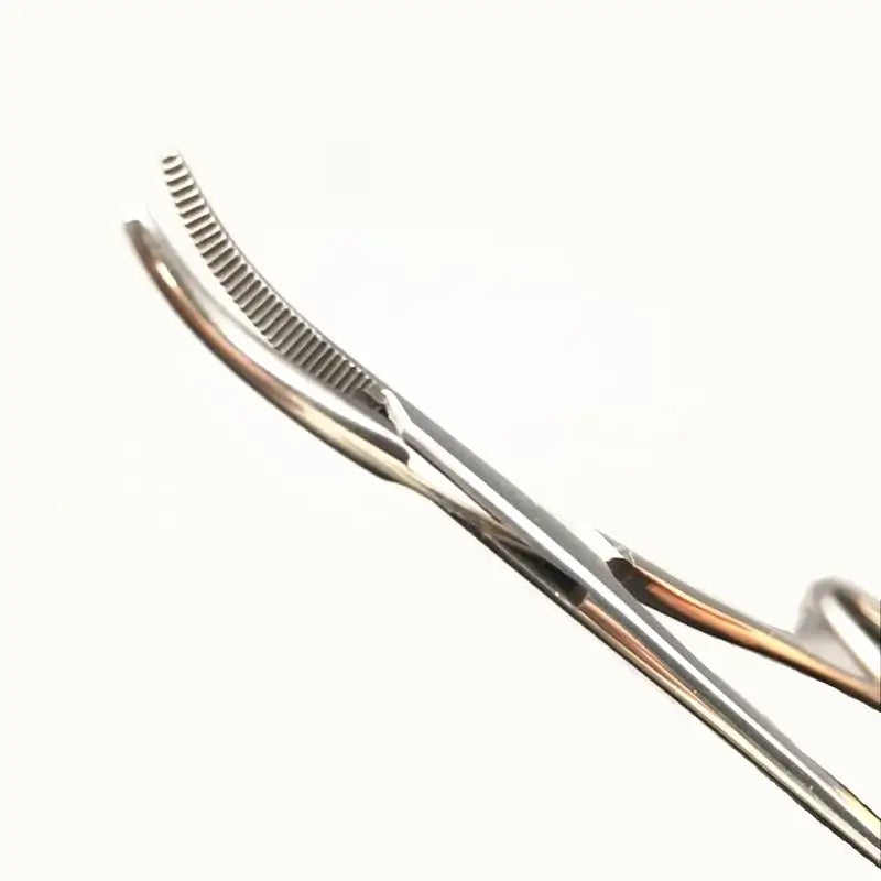 FLYSAND stainless steel fishing plier scissor with curved tip for precision cutting and hook removal.