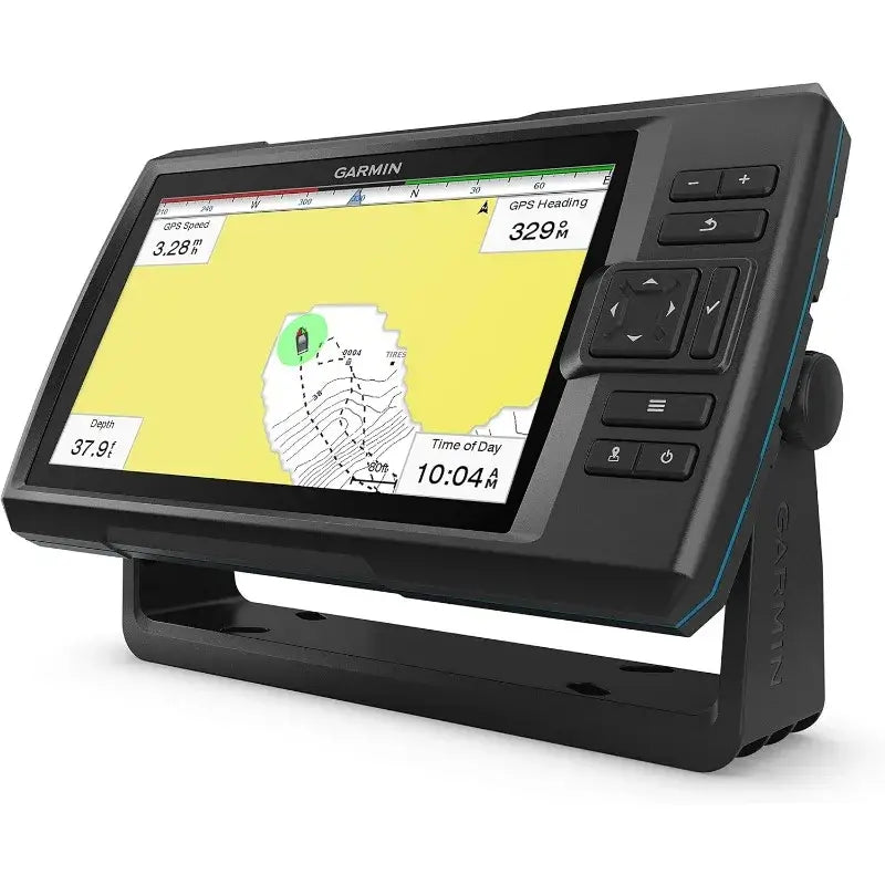 Garmin Striker Vivid Bundle fishfinder display with GPS mapping and sonar features, designed for serious anglers.