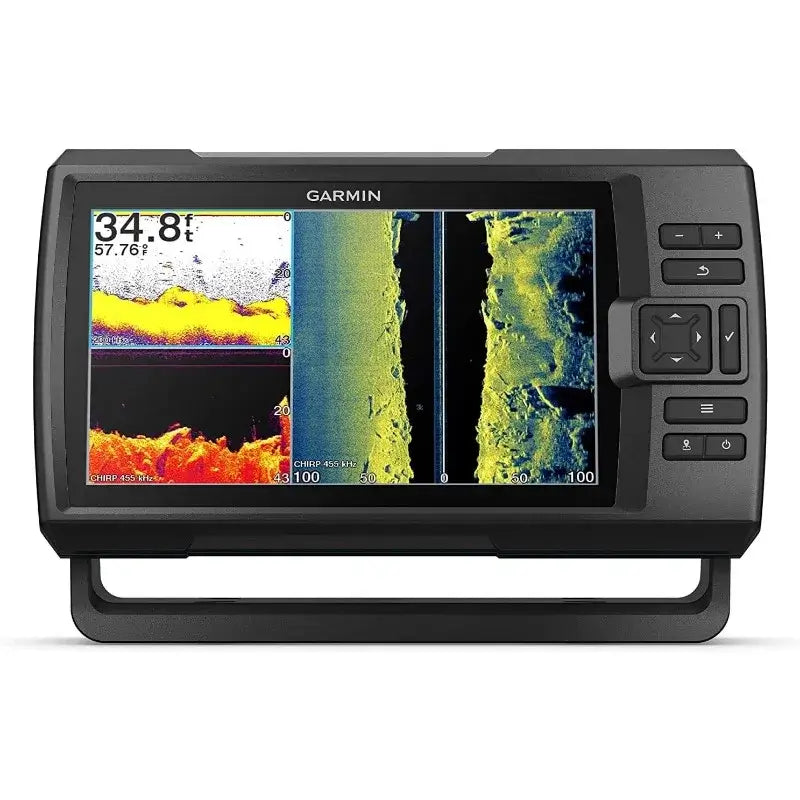 Garmin Striker Vivid fish finder displaying advanced sonar technology and vibrant color screen for anglers.
