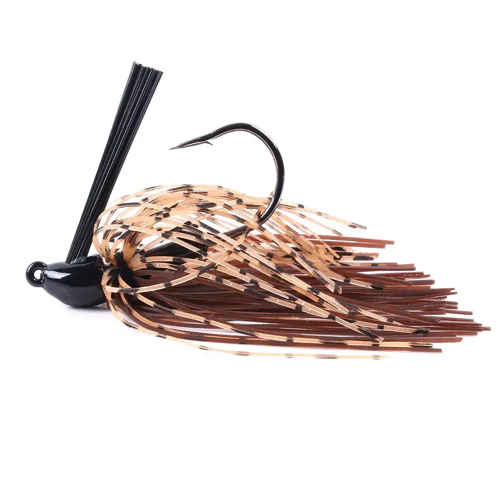 HENJIA 10g spinnerbait buzzbait fishing lure designed for largemouth bass and pike with anti-barb rubber jig features.