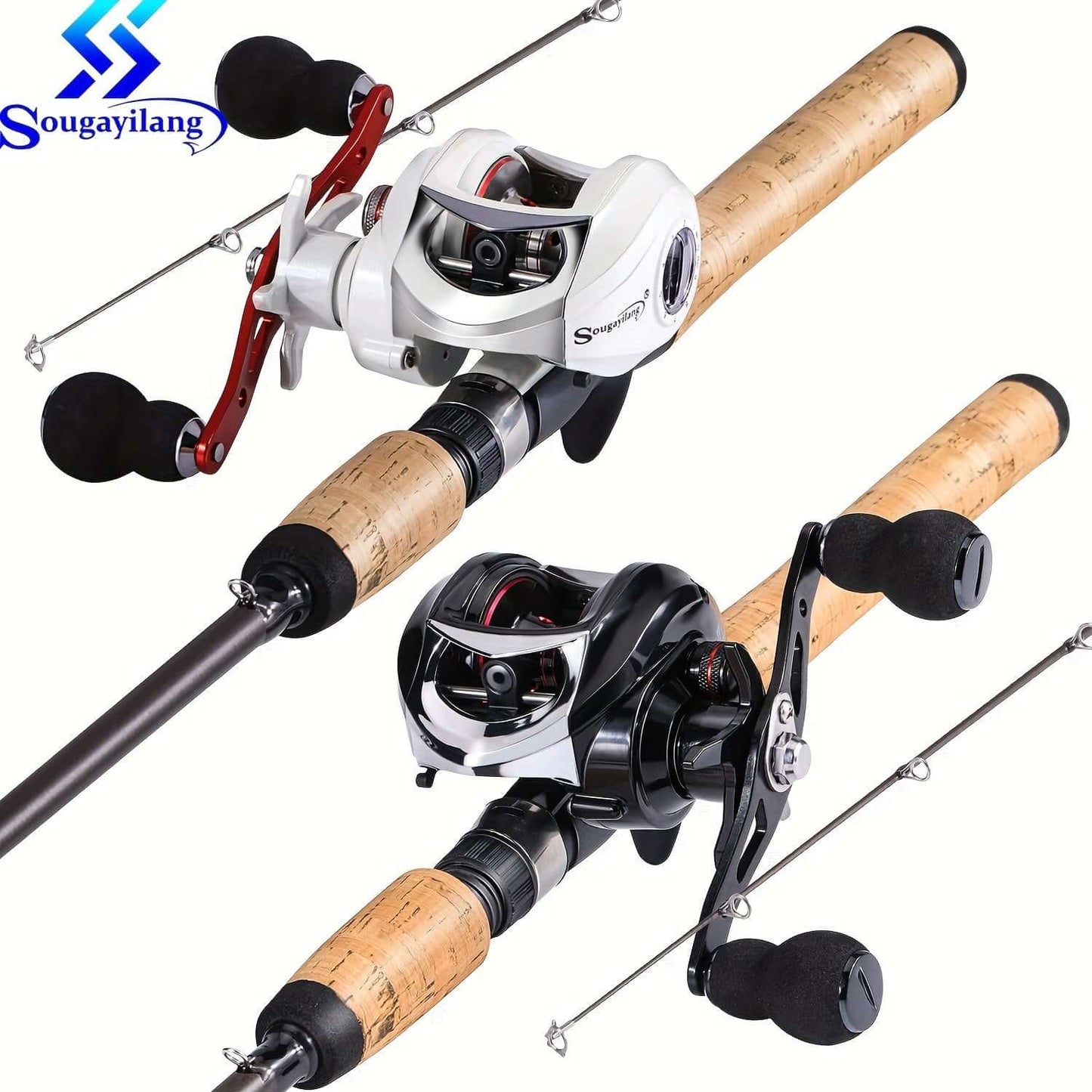Sougayilang Fishing Rod And Reel Combo - 4 Sections 2.1M/6.89Ft Wooden Handle, 18+1BB Max Drag 10kg/22LB Baitcasting Reel - For Freshwater & Saltwater Fishing - Suitable for Beginners & Experienced Anglers - Great Gift for Fishing Enthusiasts.