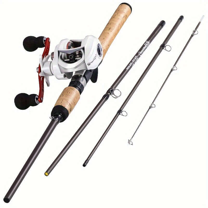 Sougayilang Fishing Rod And Reel Combo - 4 Sections 2.1M/6.89Ft Wooden Handle, 18+1BB Max Drag 10kg/22LB Baitcasting Reel - For Freshwater & Saltwater Fishing - Suitable for Beginners & Experienced Anglers - Great Gift for Fishing Enthusiasts.