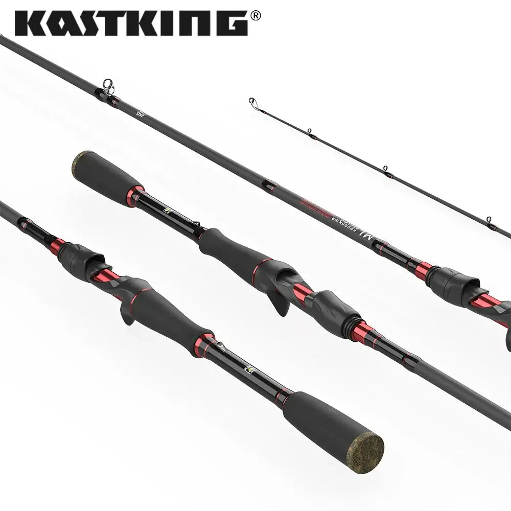 KastKing Brutus multi-section carbon spinning casting fishing rod with ergonomic grip and durable design.