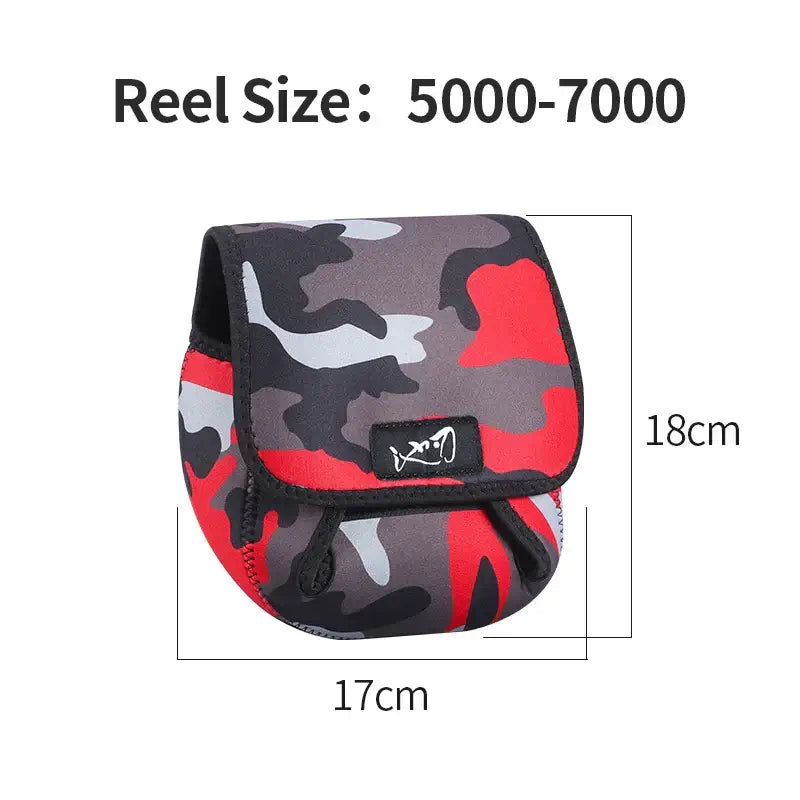 LINNHUE portable fishing reel bag dimensions 5000-7000, waterproof protective pouch for spinning and baitcasting reels