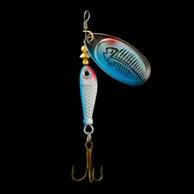 LUSHAZER 9g fishing spinner bait with treble hook and reflective spoon, perfect for attracting carp and other predatory fish.