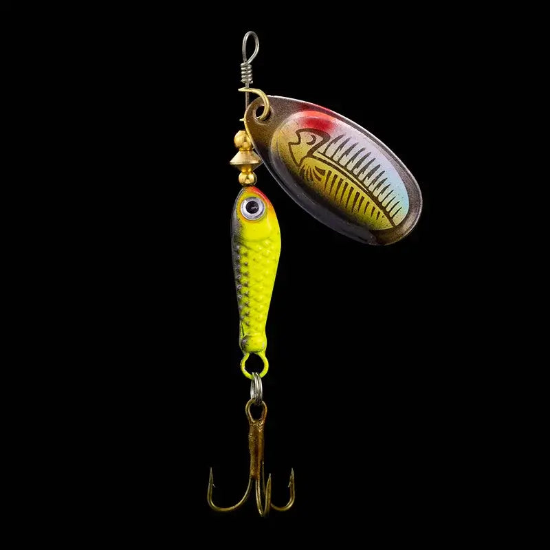 LUSHAZER 9g fishing spinner bait with treble hook and metal spoon, designed for effective fish attraction.