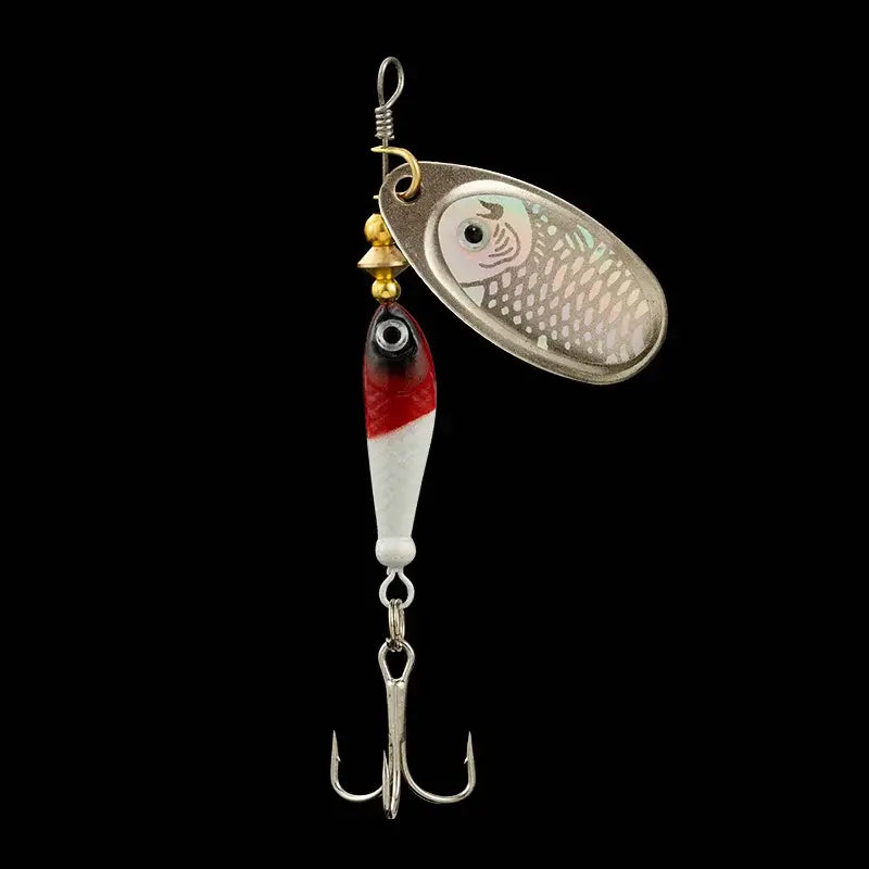LUSHAZER 9g fishing spinner bait lure with treble hook, designed for mimicking injured baitfish.
