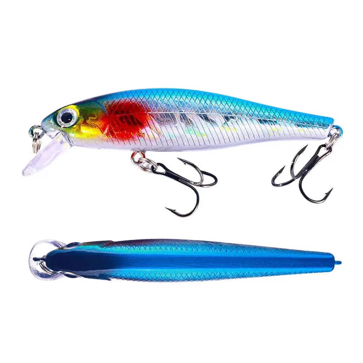 Minnow crank wobbler jerkbait fishing lure design with realistic swimming action, ideal for catching bass, pike, and carp.