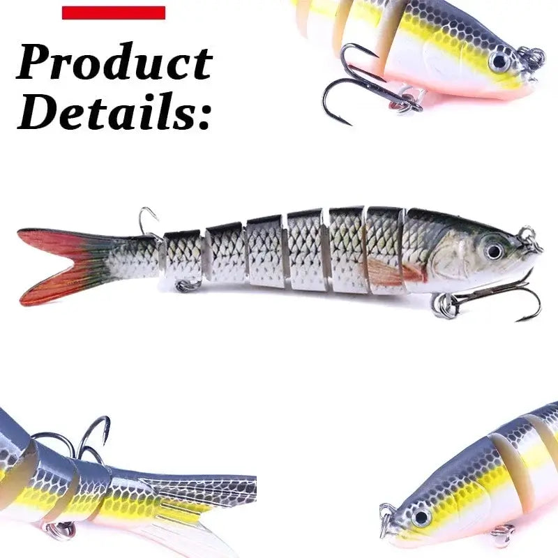 Multi-jointed fishing lure showcasing segmented design and realistic details for attracting fish in freshwater and saltwater.