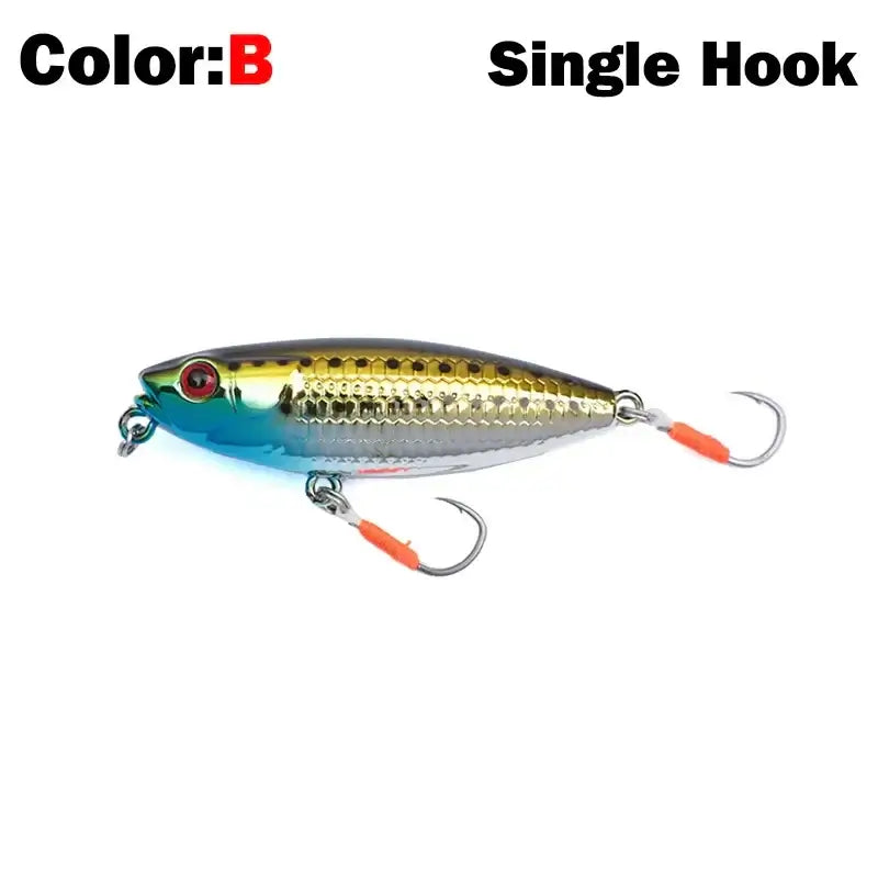 Color B Fishing Lure with Single Hook, 6cm Floating Pencil StickBait for bass, trout, and pike fishing.