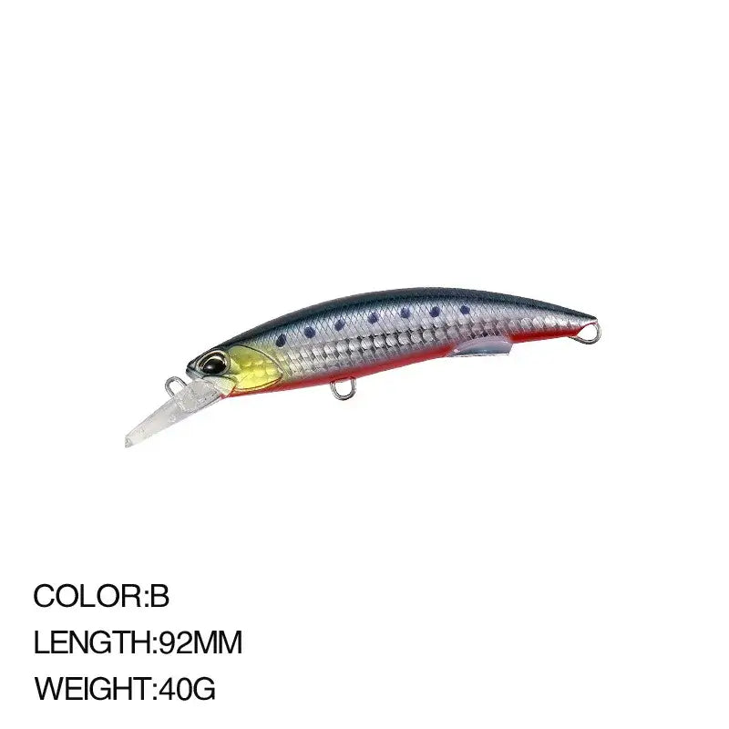 Realistic 92mm Sea Fishing Minnow Lure in color B, 40g, designed for enticing saltwater fish strikes.