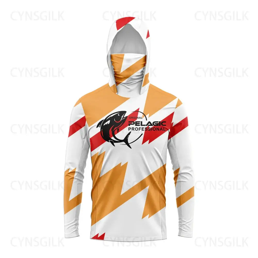 Original Pelagic Professional men's hooded fishing shirt with UV protection and lightweight design, ideal for anglers.