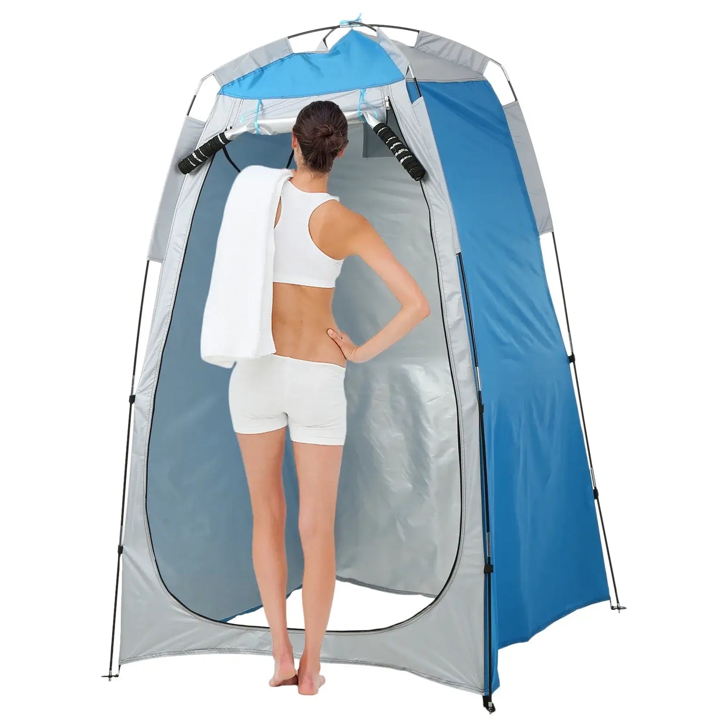 Portable beach shower toilet changing tent with window for privacy during outdoor activities.