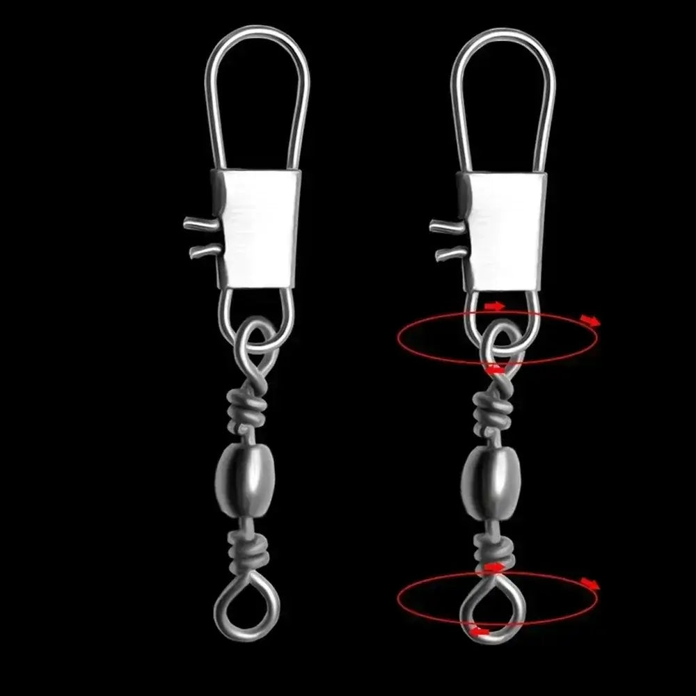 Image of professional fishing ball bearing swivels for carp fishing, showcasing smooth rotation and interlock bait tool hooks.