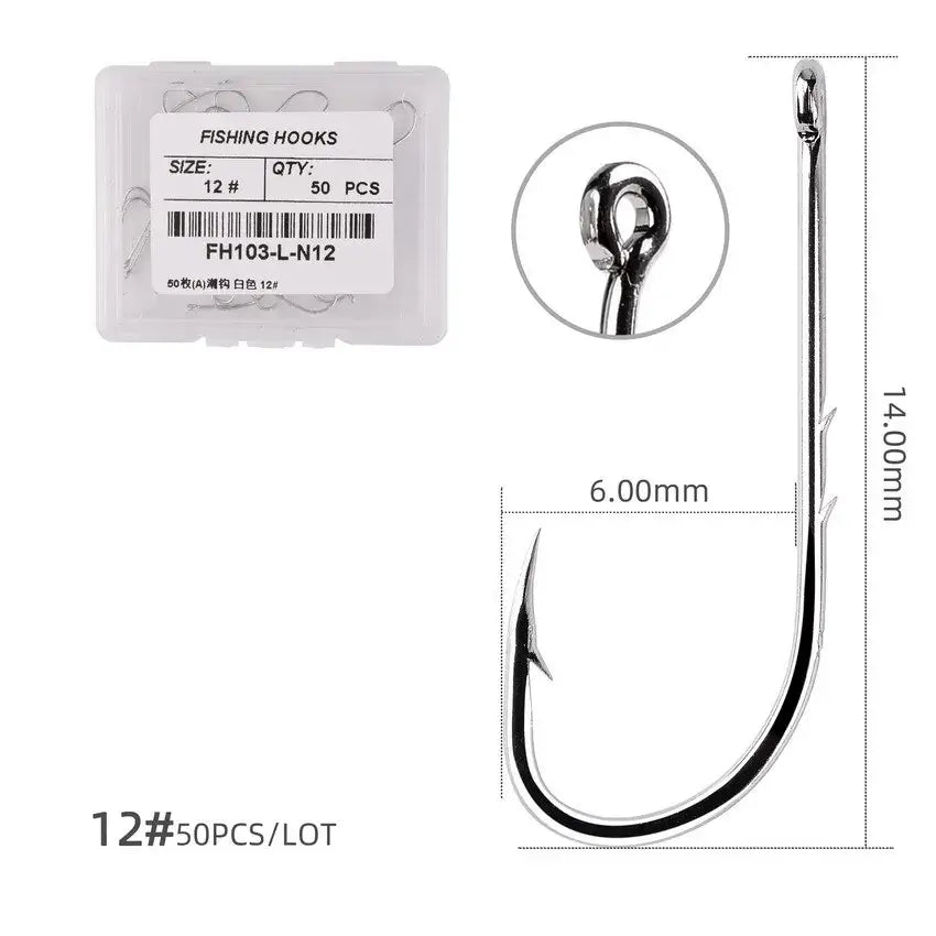 Sea.Yolo 50Pcs baitholder fishing hooks set with barbed design, ideal for carp and worm bait applications.