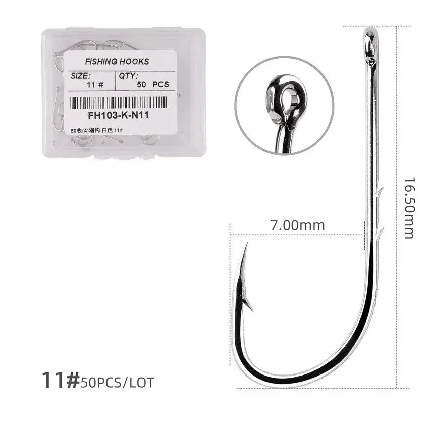 Sea.Yolo 50Pcs Baitholder Fishing Hooks, barbed design, ideal for carp fishing and live bait, durable and sharp.