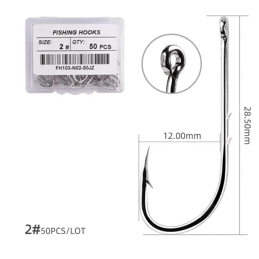 Sea.Yolo 50Pcs Baitholder Fishing Hook set with barbed sp-hooks for carp fishing and worm bait, ensuring durability and sharpness.