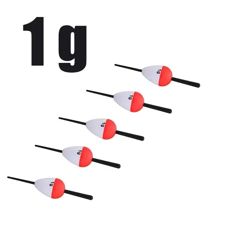 Sougayilang 5-piece 1g EVA fishing floats set, durable and high visibility for precise bite detection.