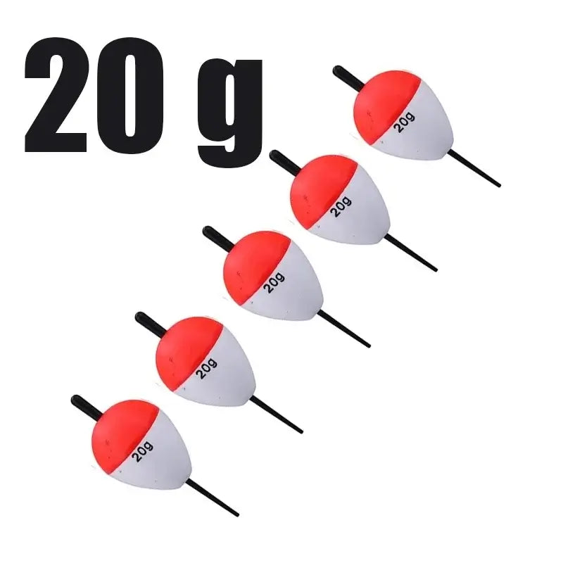 Sougayilang 5-piece EVA fishing floats, 20g, durable and bright for enhanced visibility on water.