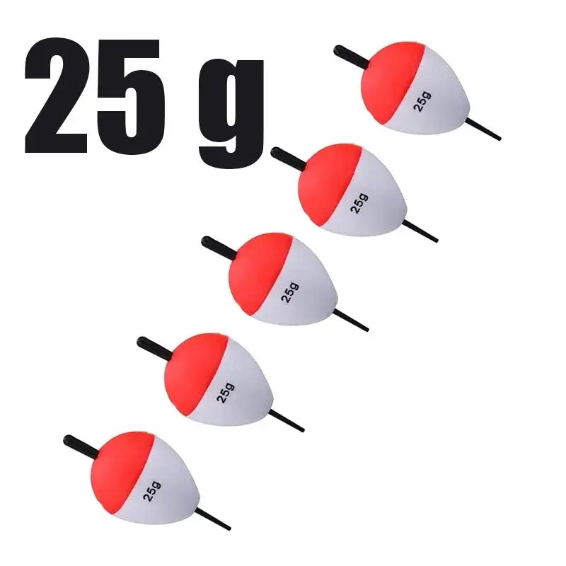 Sougayilang 5pcs EVA fishing floats, 25g, in bright colors for high visibility and excellent buoyancy on the water.