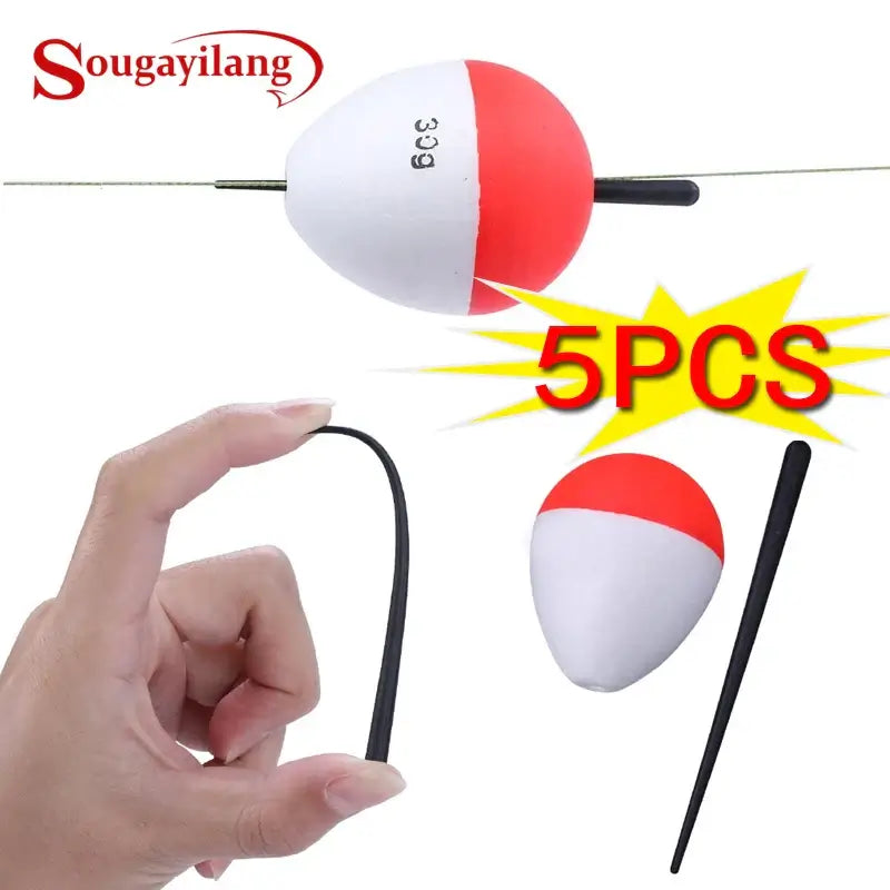 Sougayilang 5-piece EVA fishing float set in vibrant colors, showcasing excellent buoyancy and sensitivity for anglers.
