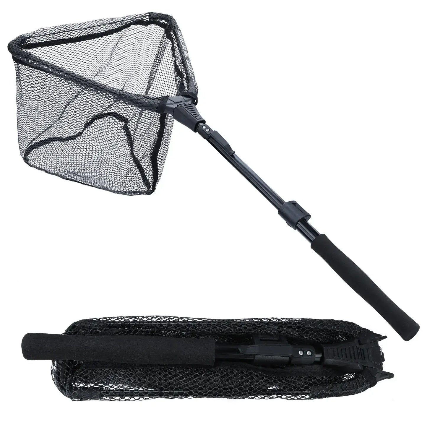 Sougayilang telescopic fishing landing net, foldable design, adjustable 65-112cm, ideal for anglers, durable netting for easy scooping.