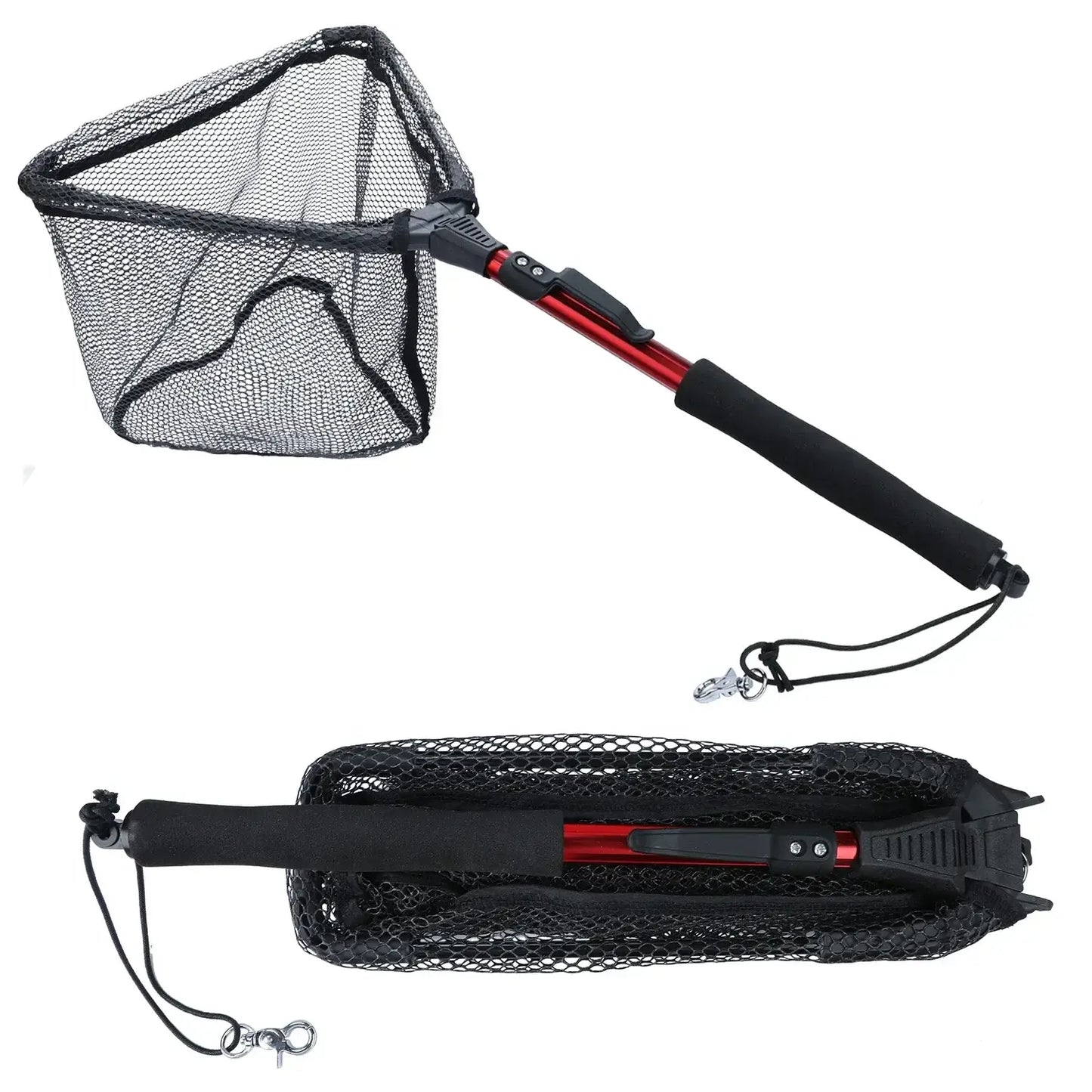 Sougayilang telescopic fishing landing net, adjustable 65-112cm, foldable design for easy transport and storage.
