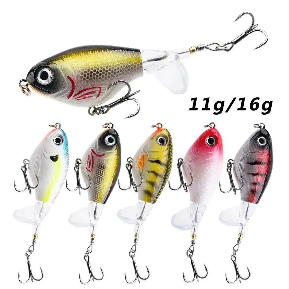 1pc Topwater Fishing Lure 11g/16g Whopper Popper Wobbler Artificial Hard Bait Bass Popper Soft Rotating Tail Fishing Tackle.