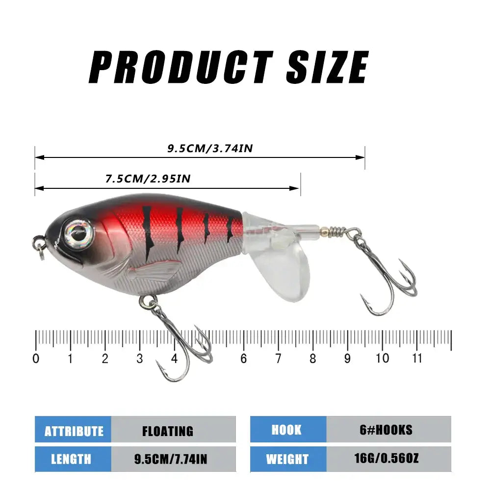 1pc Topwater Fishing Lure 11g/16g Whopper Popper Wobbler Artificial Hard Bait Bass Popper Soft Rotating Tail Fishing Tackle.