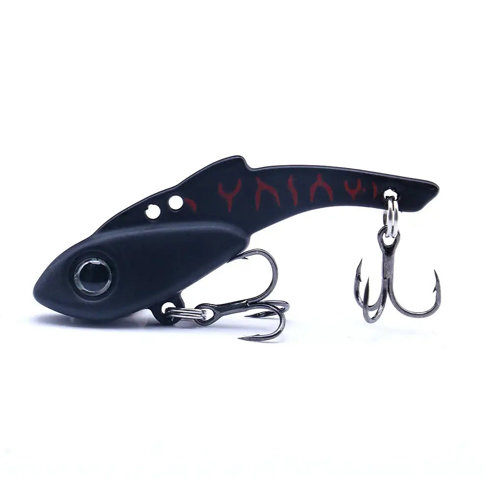 TREHOOK VIB wobbler fishing lure featuring black body and treble hook, designed for effective vibration and swimming action.