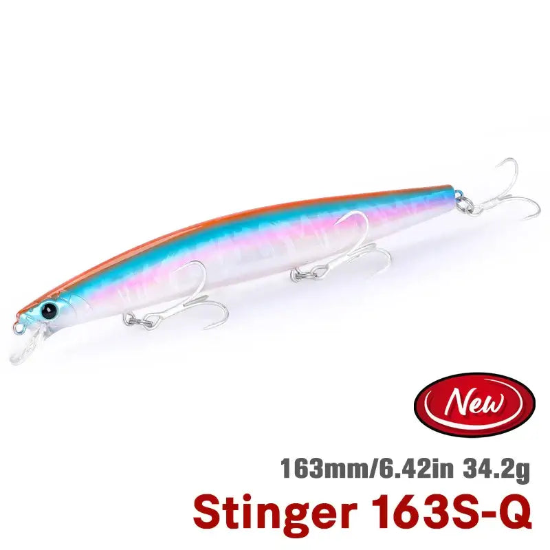 TSURINOYA STINGER 163S sinking saltwater minnow lure, 163mm, 34.2g, designed for long casting and mimicking baitfish.