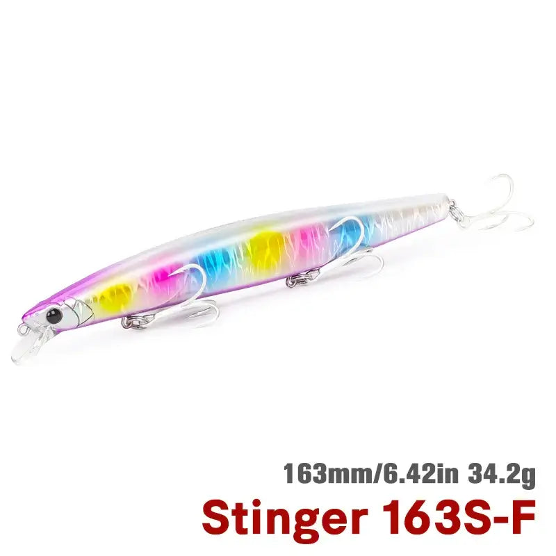 TSURINOYA STINGER 163S ultra long casting sinking saltwater minnow lure, 163mm and 34.2g, mimics injured baitfish.