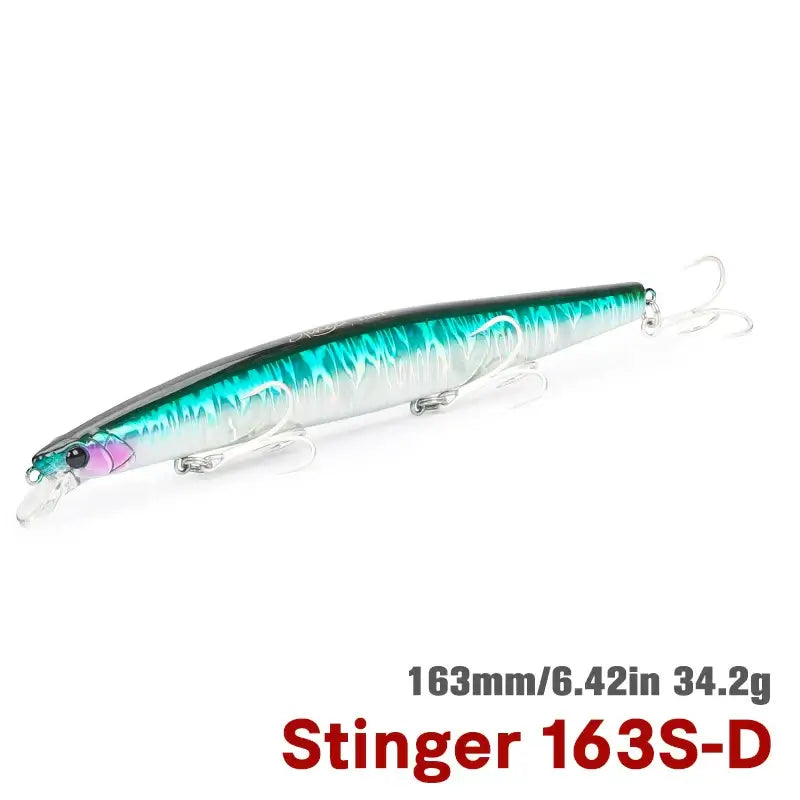 TSURINOYA STINGER 163S saltwater minnow lure, 163mm, 34.2g, designed for long casting and aggressive strikes.