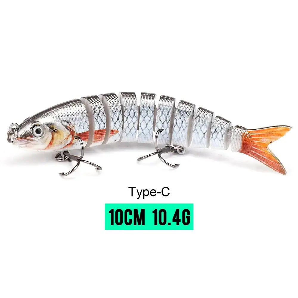 VTAVTA 10cm sinking wobbler jointed crankbait swimbait, 8-segment design for lifelike movement in fishing.