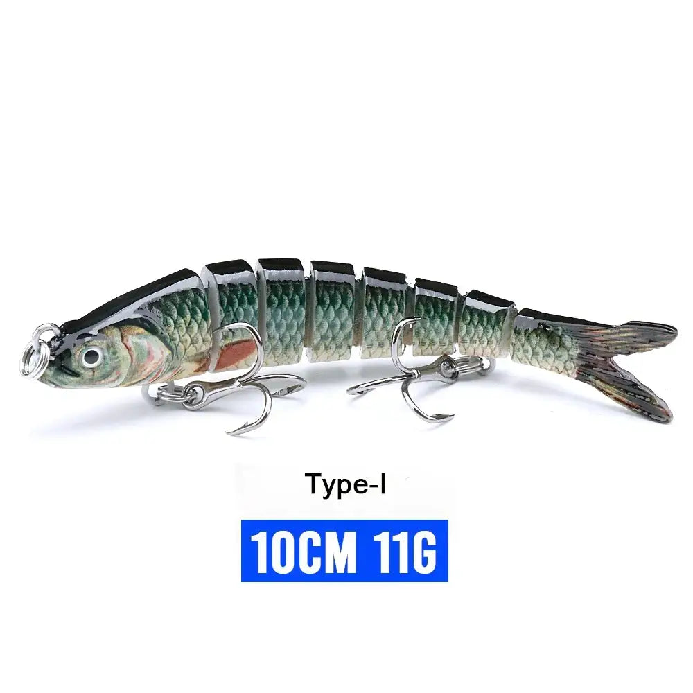 10cm VTAVTA sinking wobbler crankbait, jointed artificial fishing lure with realistic design and treble hooks.