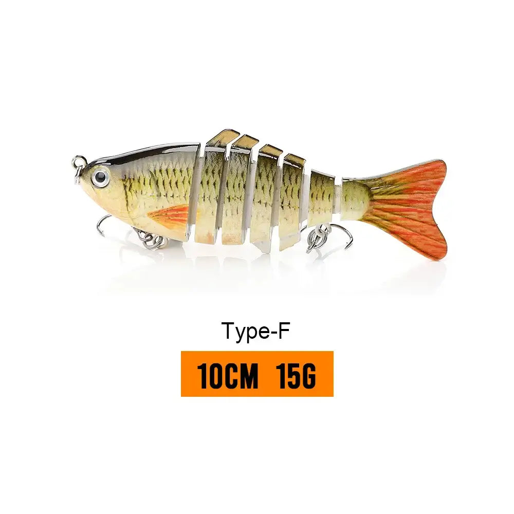 VTAVTA 10cm jointed crankbait wobbler fishing lure in realistic fish design, 15g weight for effective fishing tackle.