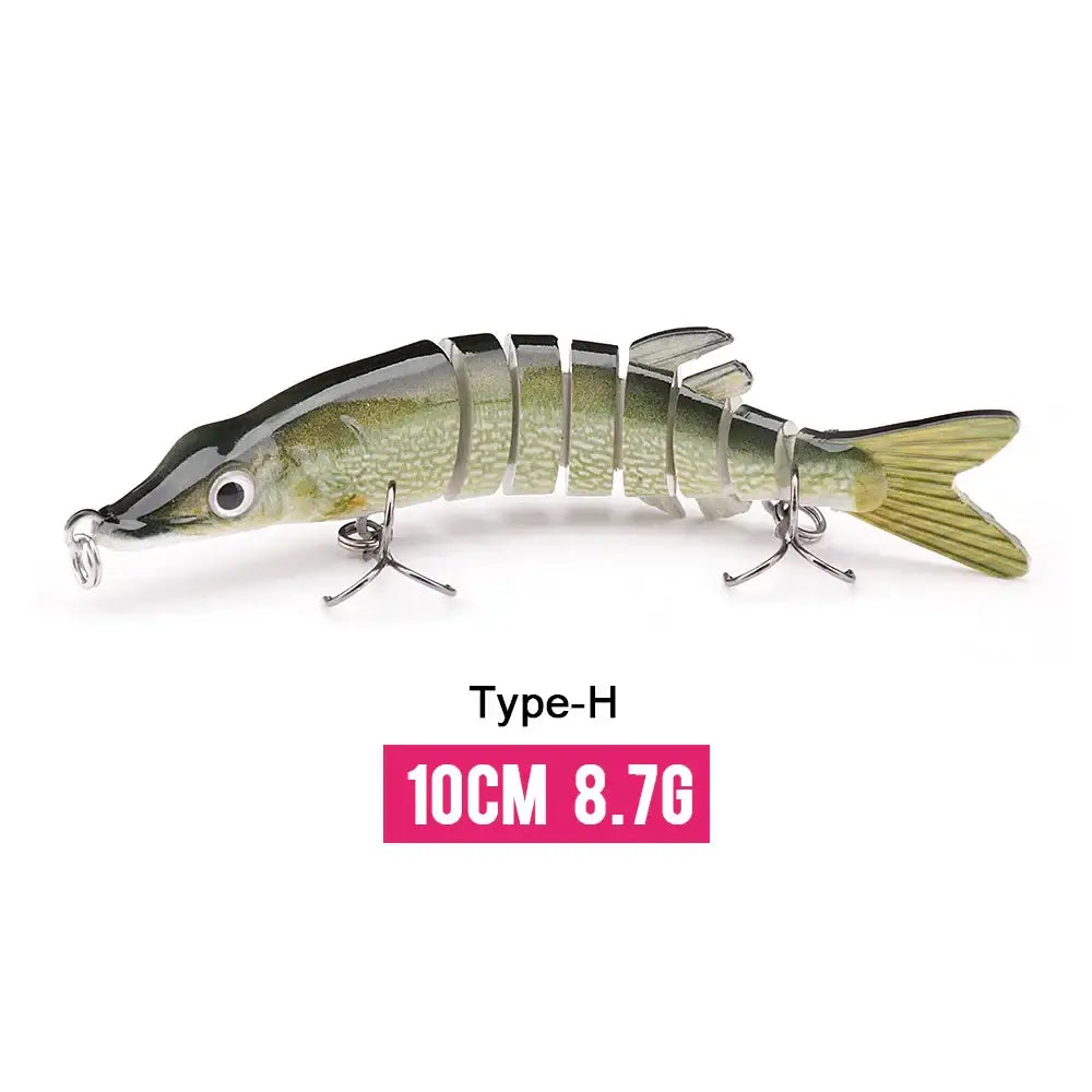 VTAVTA 10cm sinking wobbler fishing lure with 8-segment design, realistic swimming action, and Type-H model.