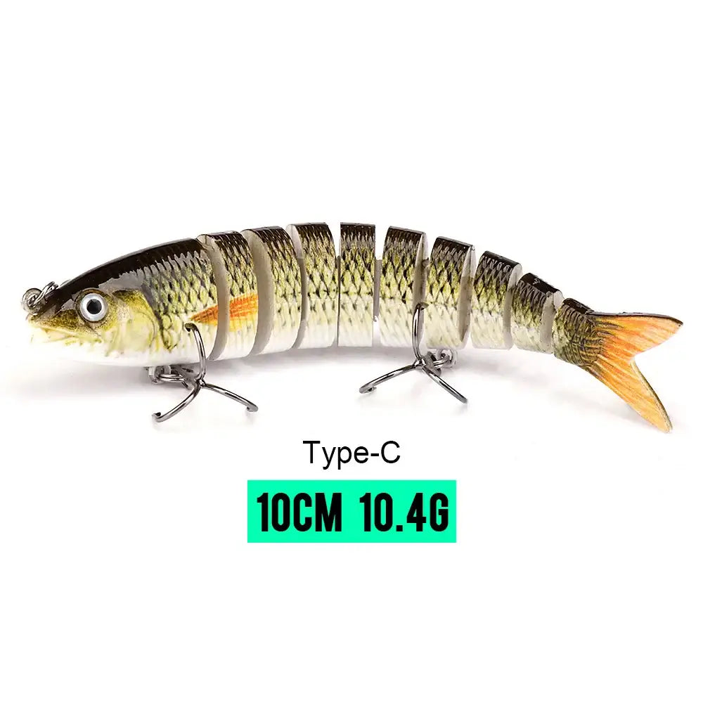 VTAVTA 10cm sinking wobbler fishing lure with 8-segment design, ideal for realistic bait action during fishing.