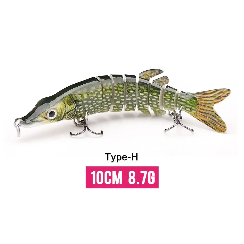 VTAVTA 10cm jointed crankbait wobbler with lifelike design and 8-segment action for fishing tackle.