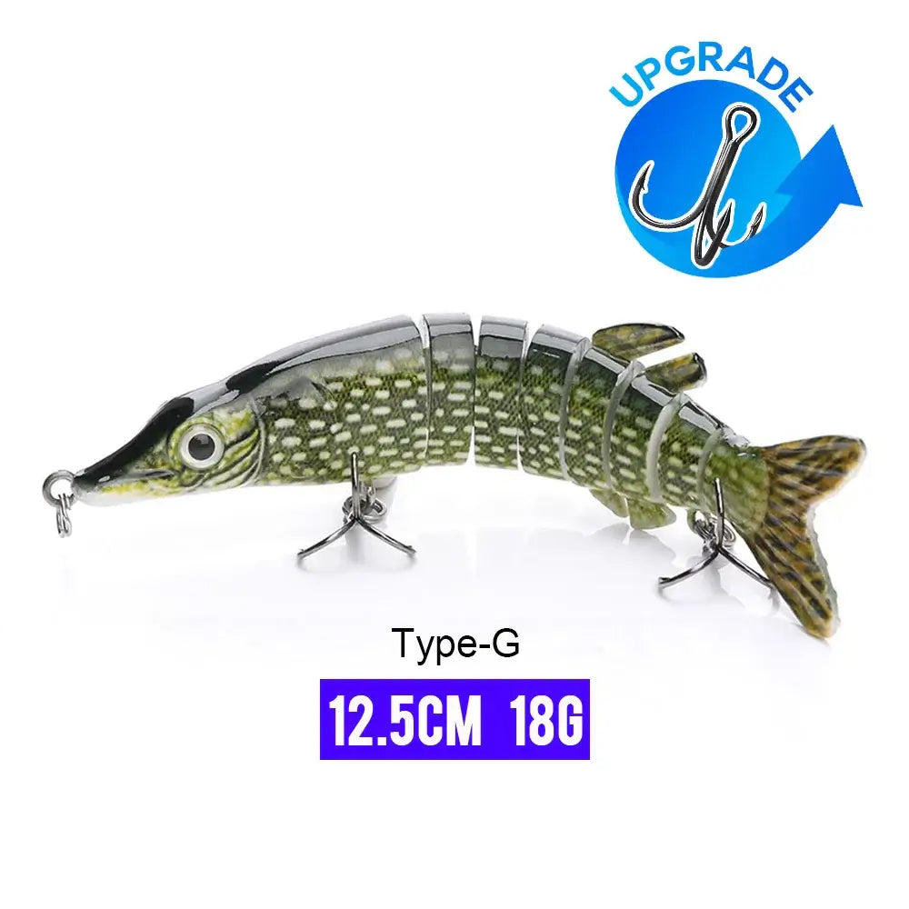VTAVTA Type-G 12.5cm jointed fishing lure, 18g sinker, realistic fish design for enhanced fishing experience.