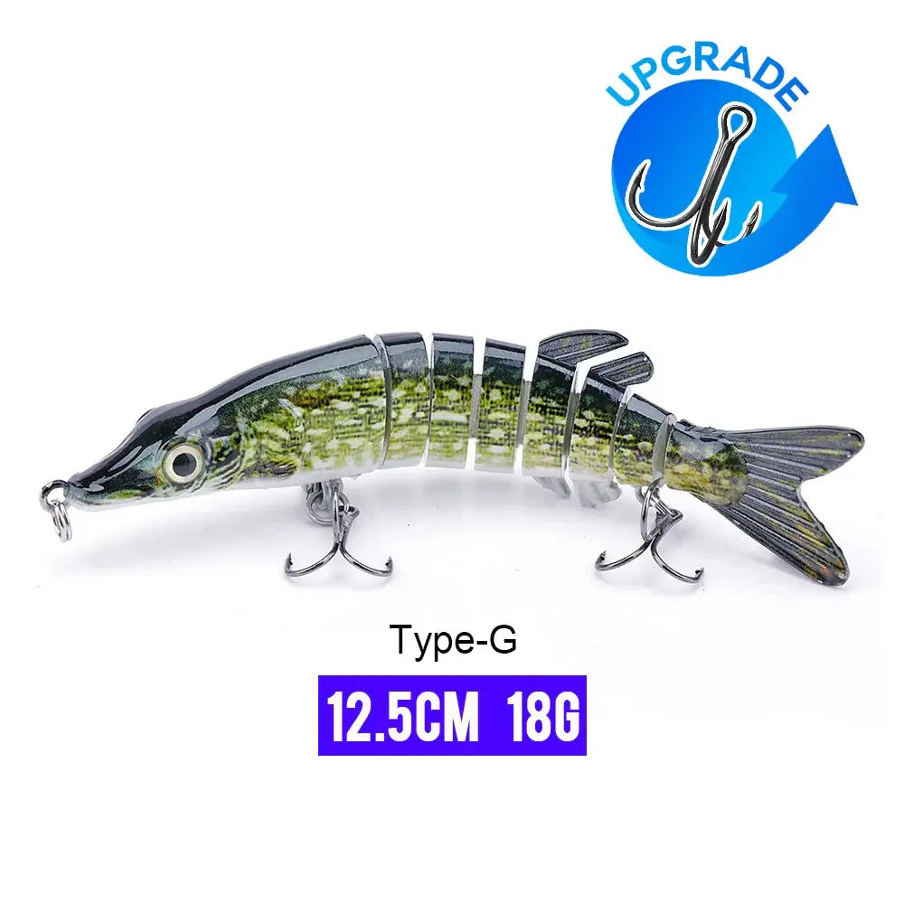 VTAVTA 12.5cm 18g Type-G jointed fishing lure with realistic swimming action and upgradeable features.