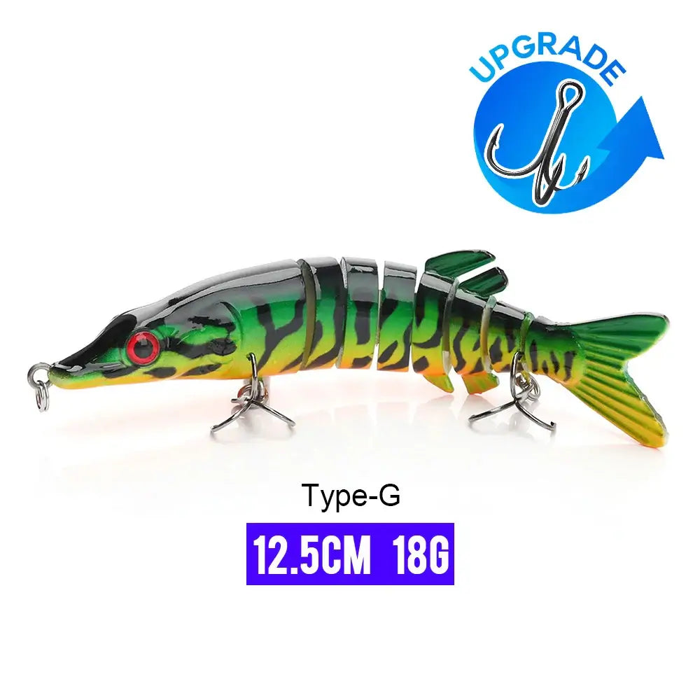 VTAVTA 12.5cm Type-G sinking wobblers fishing lure with vibrant green and black design for realistic fish attraction.