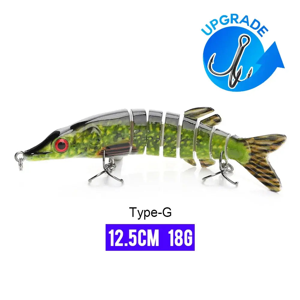 VTAVTA 12.5cm Type-G sinking wobbler with 8-segment design for lifelike swimming action in fishing.