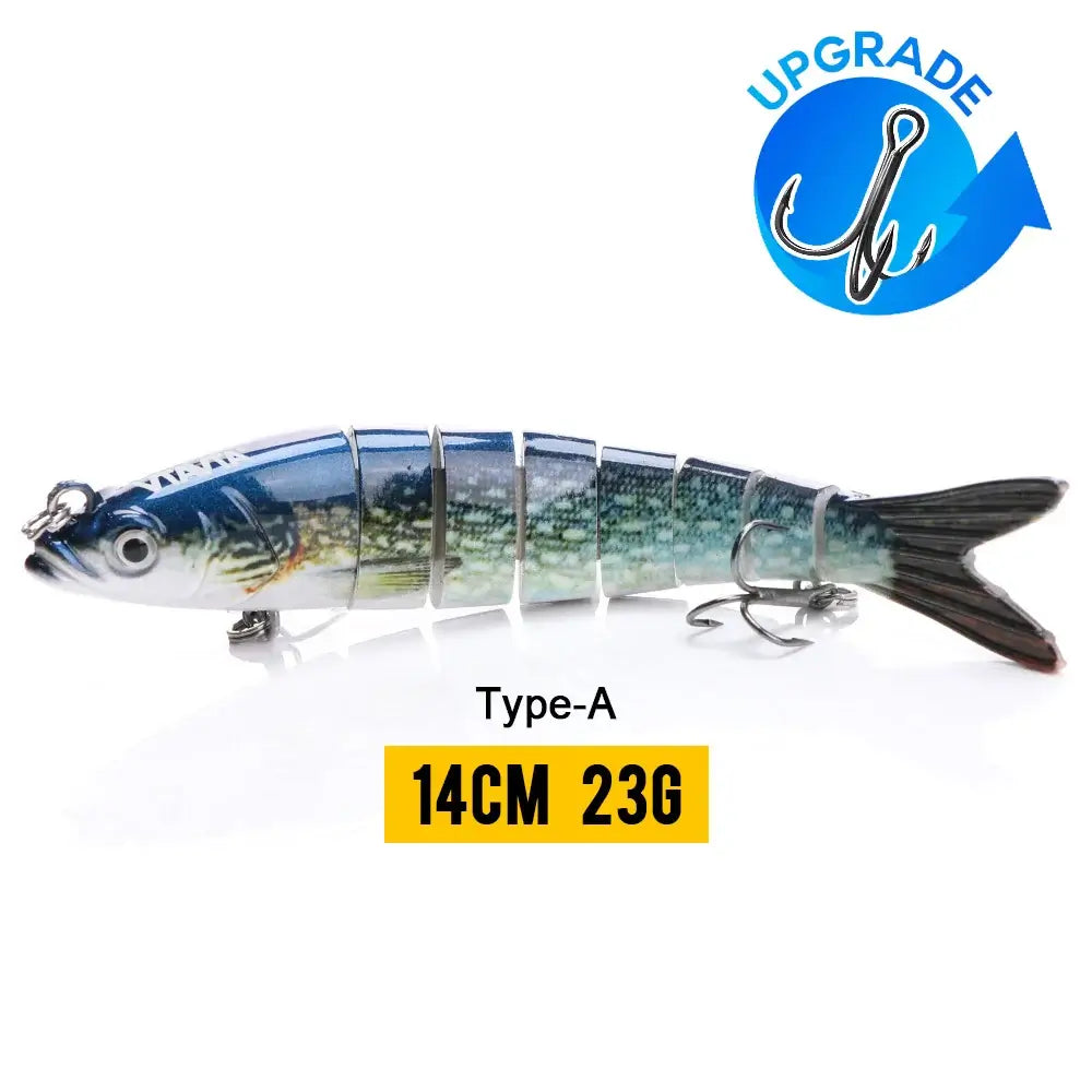 VTAVTA 14cm sinking wobbler crankbait with 8-segment articulation for lifelike swimming action in fishing.