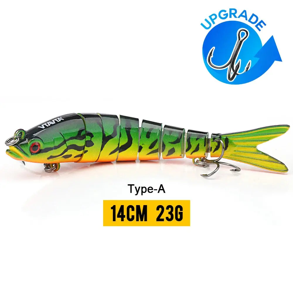 VTAVTA 14cm sinking wobbler lure, multi-jointed crankbait with realistic swimming action, fishing tackle