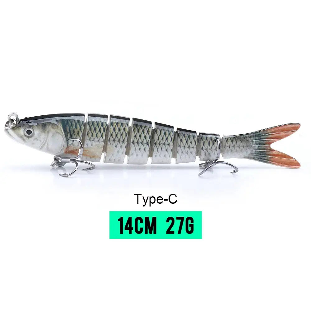 VTAVTA 14cm sinking wobbler fishing lure, jointed crankbait, 8-segment hard artificial bait for fishing tackle.